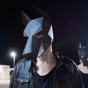 Doberman Papercraft Mask Template, 3D Low Poly Paper Mask, Unique Halloween Costume, Animal Mask, Cosplay PDF Pattern