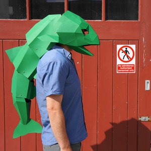 Modello maschera pesce Papercraft, maschera di carta Low Poly, costume di Halloween unico, maschera di animali, modello PDF Cosplay