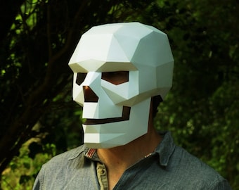 3d deer skull paper craft halloween mask template etsy