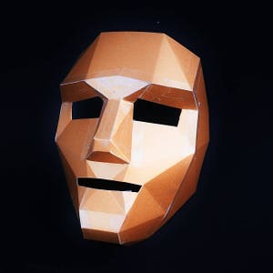 Polygon Human Face Mask, 3D Papercraft Mask Template, Low Poly Paper ...