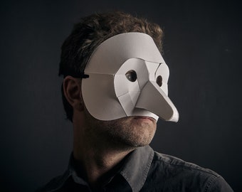 Commedia Dell' Arte Zanni, Plantilla de máscara de papel 3D, Máscara de papel teatral italiana, Disfraz único de Halloween, Patrón PDF