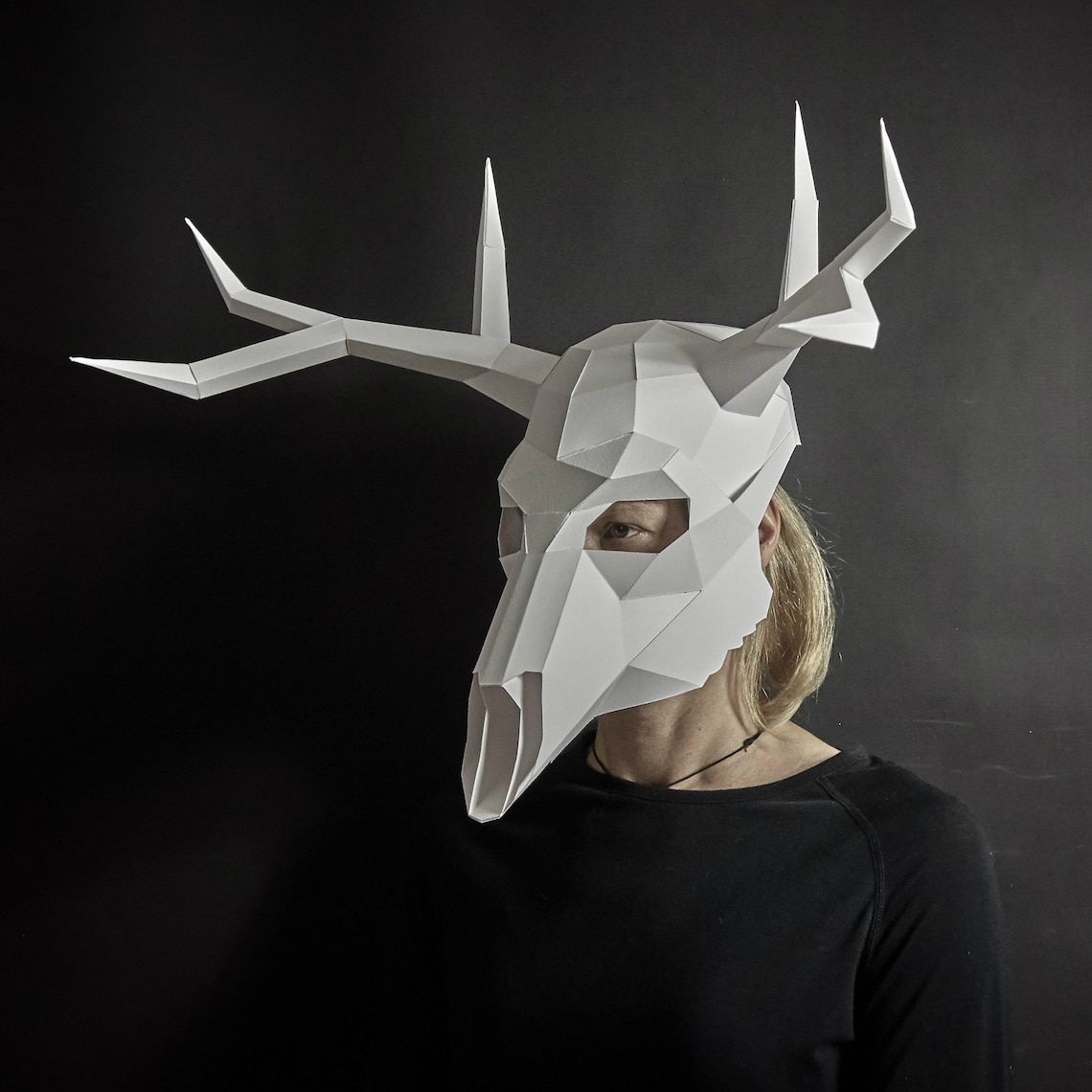 Deer Stag Skull 3D Papercraft Mask Template Low Poly Paper | Etsy