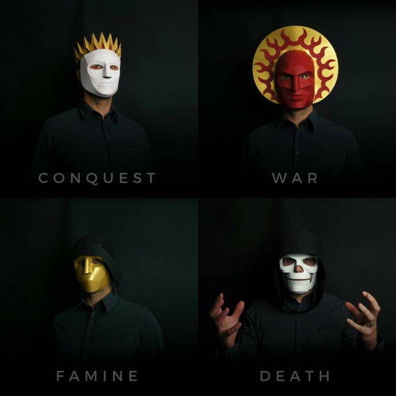Horsemen of the Apocalypse Mask Set: Paper Craft Halloween (Digital Download)