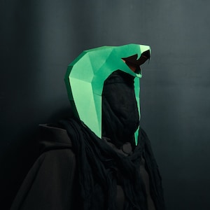 Cobra, Snake Papercraft Mask Template, Low Poly Paper Mask, Unique Halloween Costume, Animal Mask, PDF Pattern