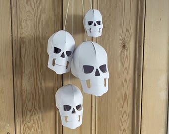 Decoraciones colgantes de calaveras / Plantilla de guirnalda y festón de papel / Decoración imprimible de Halloween