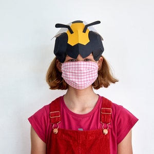 Children&#39;s Bee Papercraft Mask Template, 3D Paper Mask, Unique Homemade DIY Costume, Animal Cosplay PDF Pattern