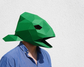 Fish Head Papercraft Mask Template, Low Poly Paper Mask, Unique Halloween Costume, Animal Mask, Cosplay PDF Pattern