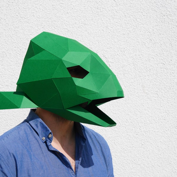 Fish Head Mask Template: Low Poly Papercraft Costume (PDF Pattern)