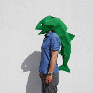 Fish Papercraft Mask Template, Low Poly Paper Mask, Unique Halloween Costume, Animal Mask, Cosplay PDF Pattern image 4