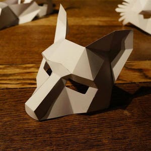 Low poly woodland animal fox mask for diy kids party costume craft project