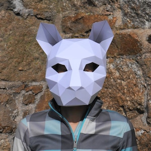 Cat or Tiger Papercraft Mask Template, 3D Low Poly Paper Mask, Unique Halloween Costume, Animal Mask, PDF Pattern