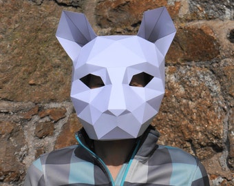 Cat or Tiger Papercraft Mask Template, 3D Low Poly Paper Mask, Unique Halloween Costume, Animal Mask, PDF Pattern