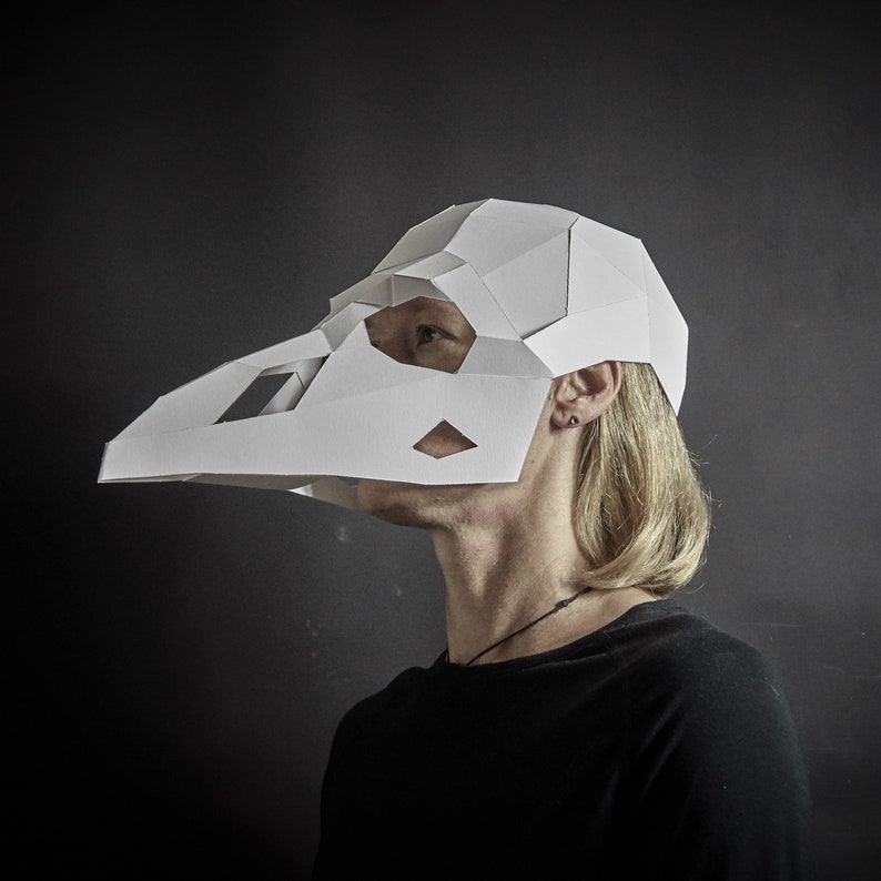 Bird Skull Papercraft Mask Template 3d Paper Mask Unique Etsy Israel