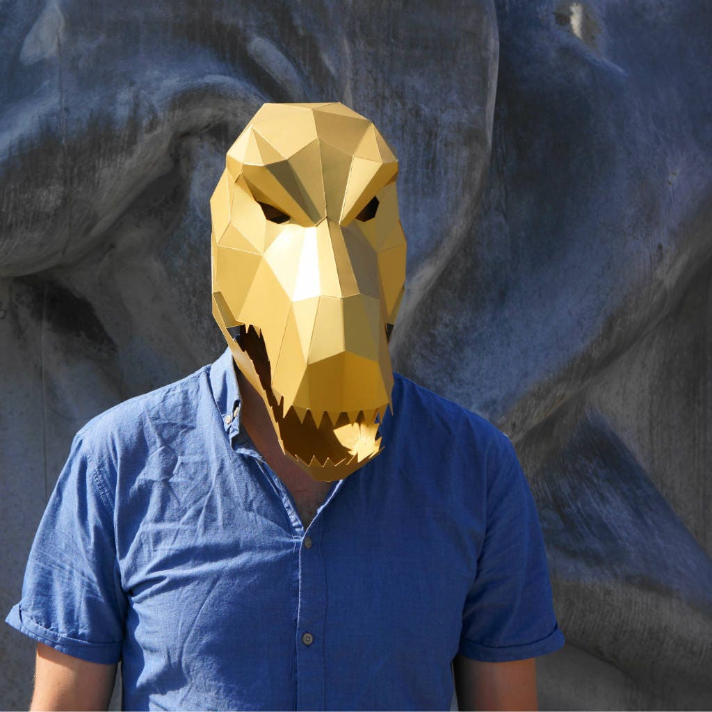 T-Rex Dinosaur Mask make your own polygon mask | Etsy