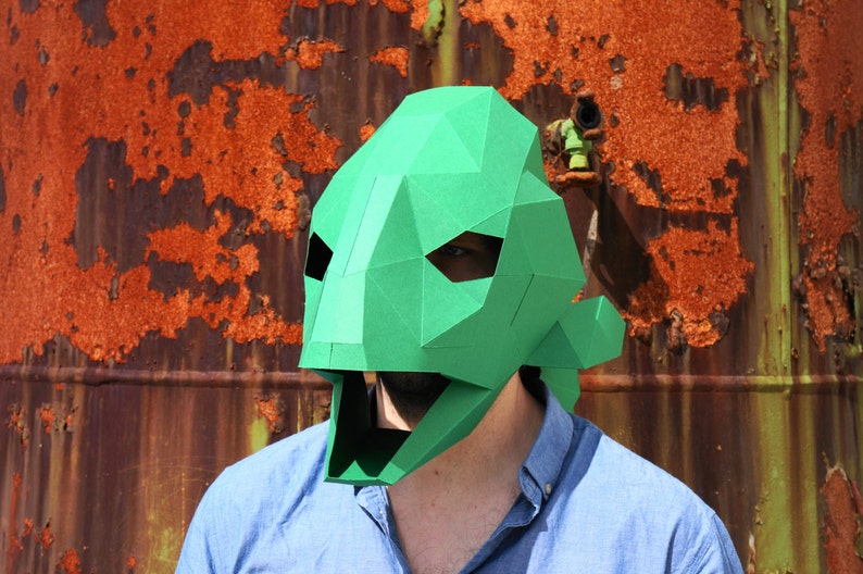 Fish Papercraft Mask Template, Low Poly Paper Mask, Unique Halloween Costume, Animal Mask, Cosplay PDF Pattern image 2