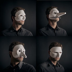 Commedia Dell Arte Mask Set, 3D Papercraft Mask Template, Italian Theatrical Paper Mask, Unique Halloween Costume, PDF Pattern image 1