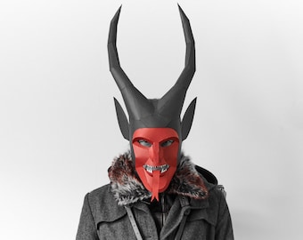 Krampus 3D Papercraft Mask Template, Devil Demon Paper Mask, Unique original DIY Halloween Costume, Folk Mask Cosplay PDF Pattern