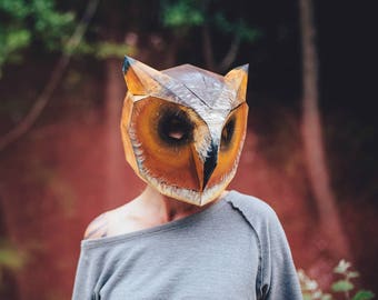 Owl 3D Papercraft Mask Template, Low Poly Paper Mask, Unique Halloween Costume, Animal Mask, PDF Pattern