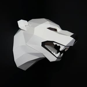 Polar Bear Trophy Mask, 3D Papercraft Mask Template, Low Poly Paper Mask, Wall Art, Animal Mask, PDF Pattern