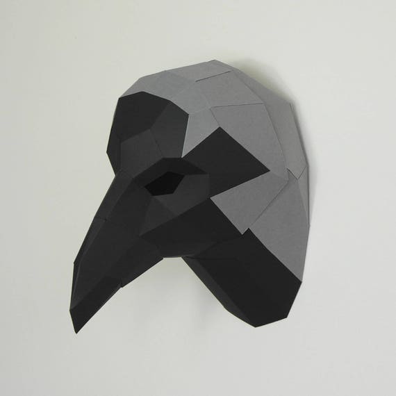 Crow Trophy Mask, Papercraft Mask Template