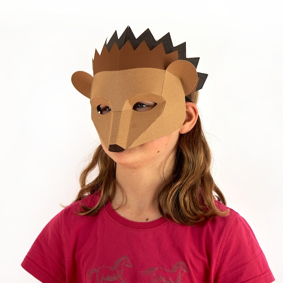 Modello maschera riccio per bambini, maschera di carta 3D, costume fai da  te unico fatto in casa, modello PDF per cosplay di animali -  Italia