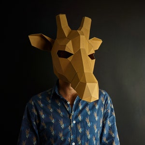 Giraffe Mask Papercraft Template PDF Pattern, 3D Low Poly Paper Mask, Unique Original DIY Halloween Costume image 2