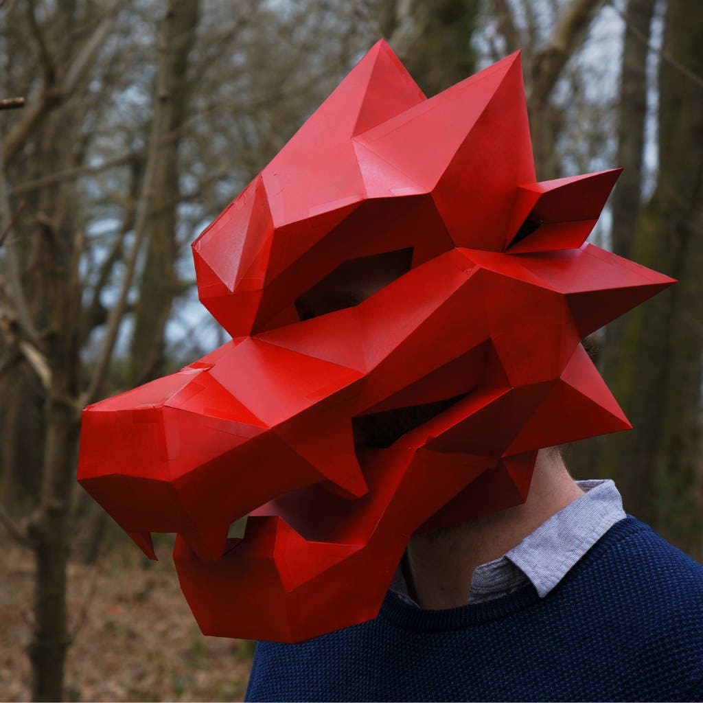 Dragon Mask Papercraft Template: DIY Low Poly Costume (PDF Pattern) - Etsy