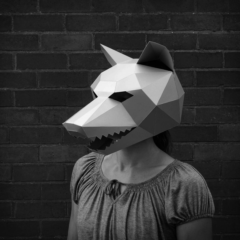 Wolf, 3D Papercraft Mask Template, Low Poly Paper Mask, Unique Halloween Costume, Animal Mask, Cosplay PDF Pattern image 4