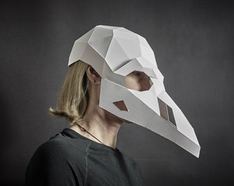 Bird Skull Papercraft Mask Template, 3D Paper Mask, Unique original DIY Halloween Costume, Animal Skull Mask, Cosplay PDF Pattern