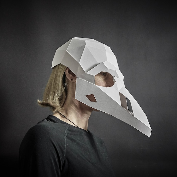 Bird Skull Papercraft Mask Template, 3D Paper Mask, Unique original DIY Halloween Costume, Animal Skull Mask, Cosplay PDF Pattern