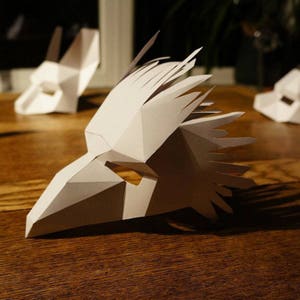 Low poly woodland animal bird mask for diy kids party costume craft project