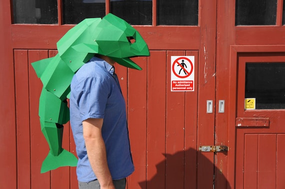 cardboard box fish costume Fish Papercraft Mask Template: Low Poly Cosplay or Halloween Costume (PDF  Pattern)