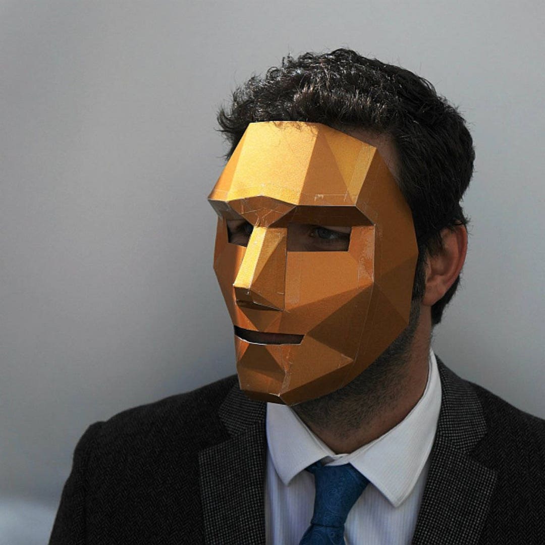 Polygon Human Face Mask 3d Papercraft Mask Template Low Poly Etsy