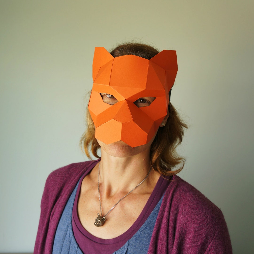 Buy Tiger Half Mask, Papercraft Mask Template Online in India - Etsy