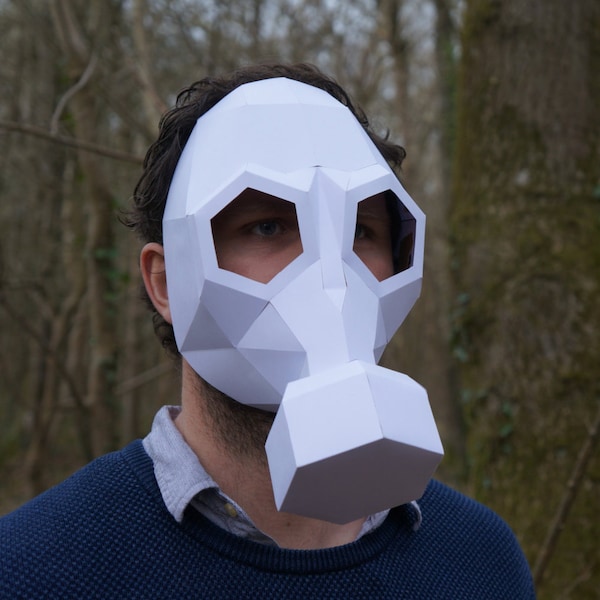 Gas Mask Papercraft Mask Template, 3D Low Poly Paper Mask, Unique Halloween Costume, Steampunk Cosplay PDF Pattern