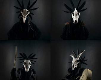 Animal Skull Headdress Papercraft Mask Templates, Unique Halloween Group or Family Costume, Bird, Bull, Wolf, Goat Animal Skulls, Cosplay