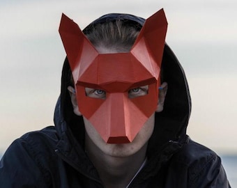 Fox Mask | 3D Papercraft Costume Template | Festival & Halloween DIY Mask (PDF Pattern)