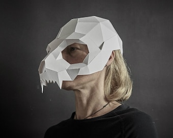 Cat Skull Mask: Papercraft Halloween Costume (PDF Pattern)