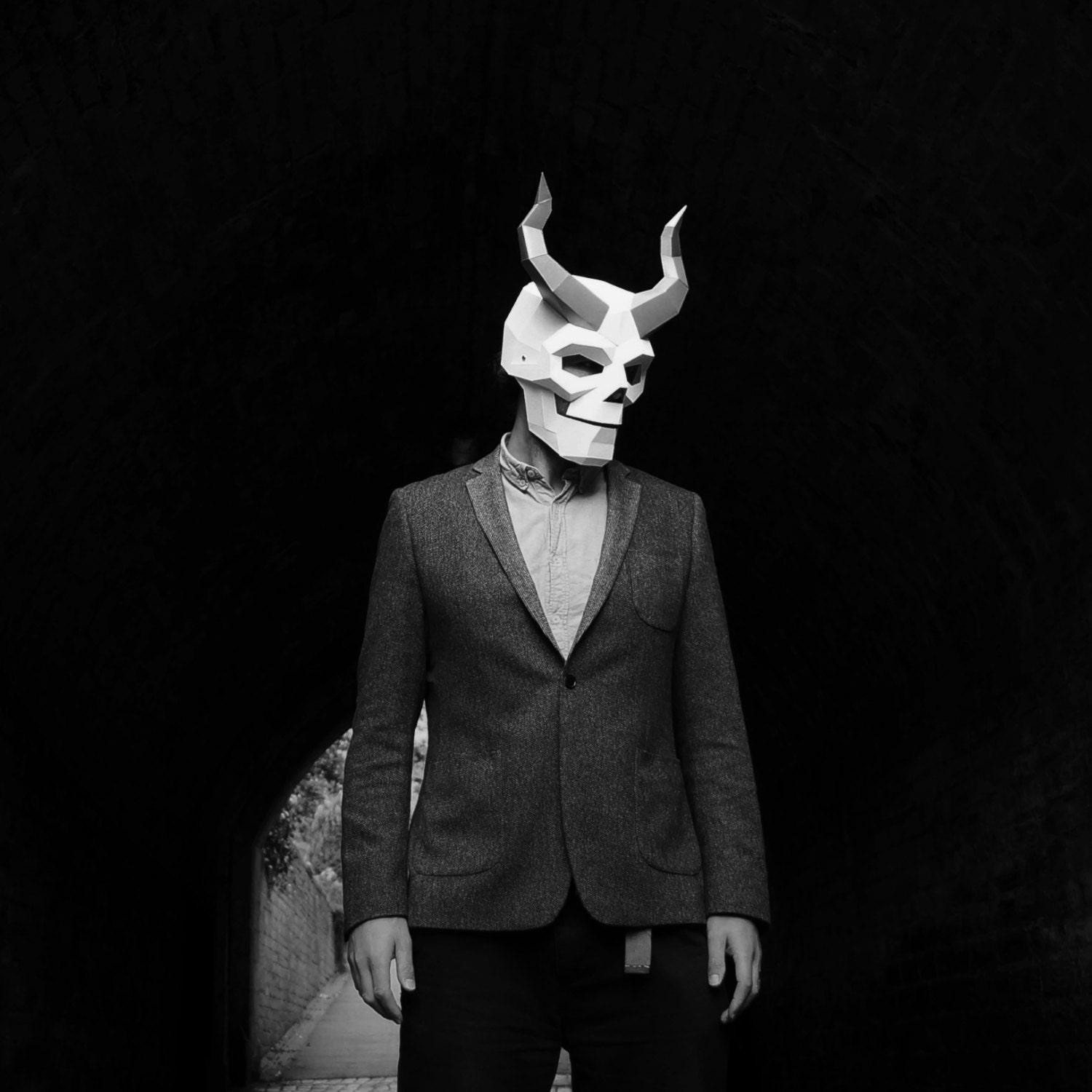 Horned Skull Demon Paper Mask 3D Papercraft Etsy