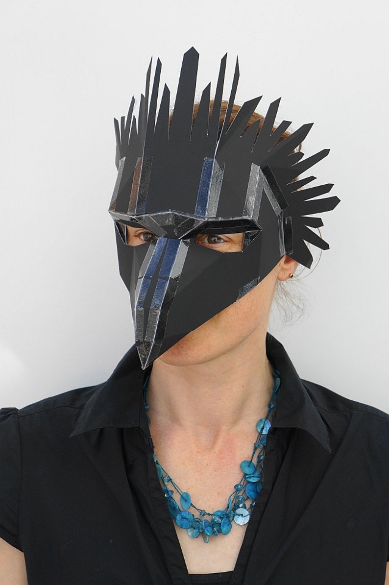 Vogel Papercraft Maskenvorlage, 3D Low Poly Papiermaske, Einzigartiges Halloween-Kostüm, Tiermaske, Cosplay PDF-Muster Bild 3