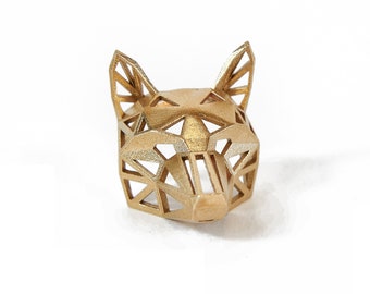 BRONZE FOX, Unique Minimalist Geometric Design, Low Poly Modern Jewellery, Solid Bronze