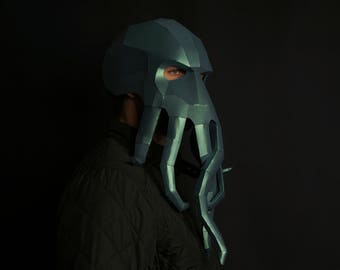 Cthulhu, Kraken, Octopus, 3D Papercraft Mask Template, Lovecraft Paper Mask, Unique Halloween Costume, Cosplay Pattern, PDF Pattern