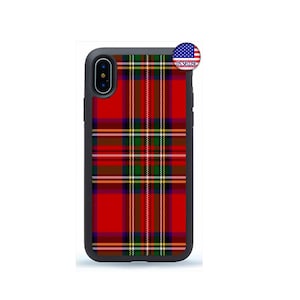 Winter Plaid iPhone Case,Red Tartan Phone case, iPhone 16 15 14 13 12 Max Mini pro Max 11 Plus X Max, iPod Touch 7 6