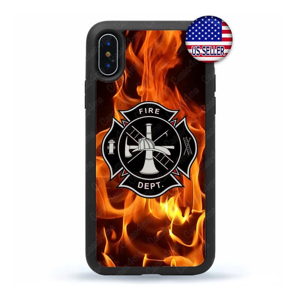 Firefighter Fireman Fire Rescue Logo Hard Rubber Case Cover for iPhone 15 14 13 12 Max Mini pro Max 11 XR Plus X Max SE, iPod Touch 7 6