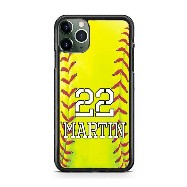 Personalized Name Number Softball Custom slim Case Cover for iPhone 15 14 13 12 Max Mini pro Max 11 XR Plus X Max SE, iPod Touch 7 6