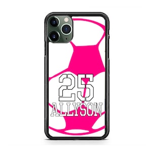 Soccer iPhone Case,Personalized Name & Number,Custom Gift Case for iPhone 16 15 14 13 12 Max Mini pro Max 11 Plus X Max, iPod Touch 7 6