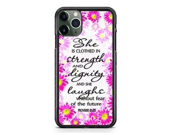 Bible Verses Phone Case,Unique Gift,Scripture Bible She Is iPhone 17 16 15 14 13 Max Mini pro Max 12 Plus X Max, iPod Touch 7 6
