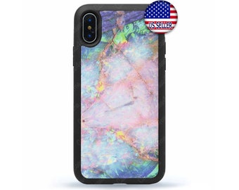 Fine Marble Stone Lightweight Shockproof Case Cover For iPhone 17 16 15 14 13 Max Mini pro Max 12 Plus X Max, iPod Touch 7 6  Pink Aqua