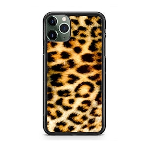 May include: Black phone case with a leopard print design.