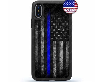 Dünne blaue Linie iPhone Hülle, Polizei Flagge Handyhülle, iPhone 16 15 14 13 12 Max Mini pro Max 11 Plus X Max, iPod Touch 7 6
